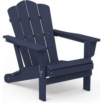 KINGYES Skládací Adirondack Židle, Relaxační Stohovatelné|Arm Rest|Ergonomické HDPE Všechny-Počasí Adirondack Židle, Námořnictva
